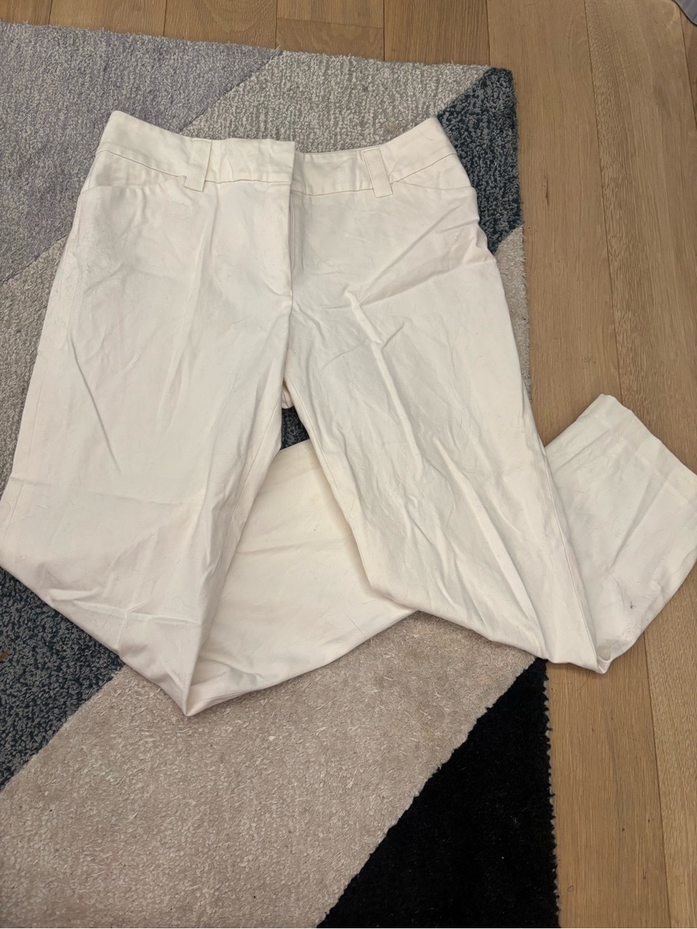 Elliott Lauren Cream Tailored Mid-Rise Straight Leg Trousers Women’s Size 10